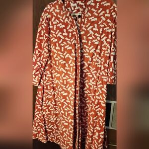 Zuri Burnt Orange and White Kenyan Print Dress